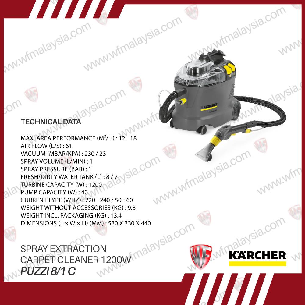 Karcher Germany PUZZI 8/1C Spray Extraction Carpet Cleaner 1200W with