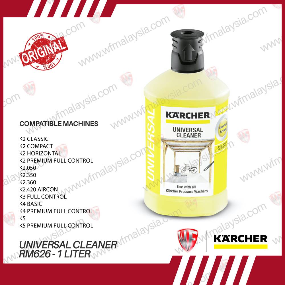 KARCHER UNIVERSAL CLEANER RM 626 1L removes oil, grease and stubborn