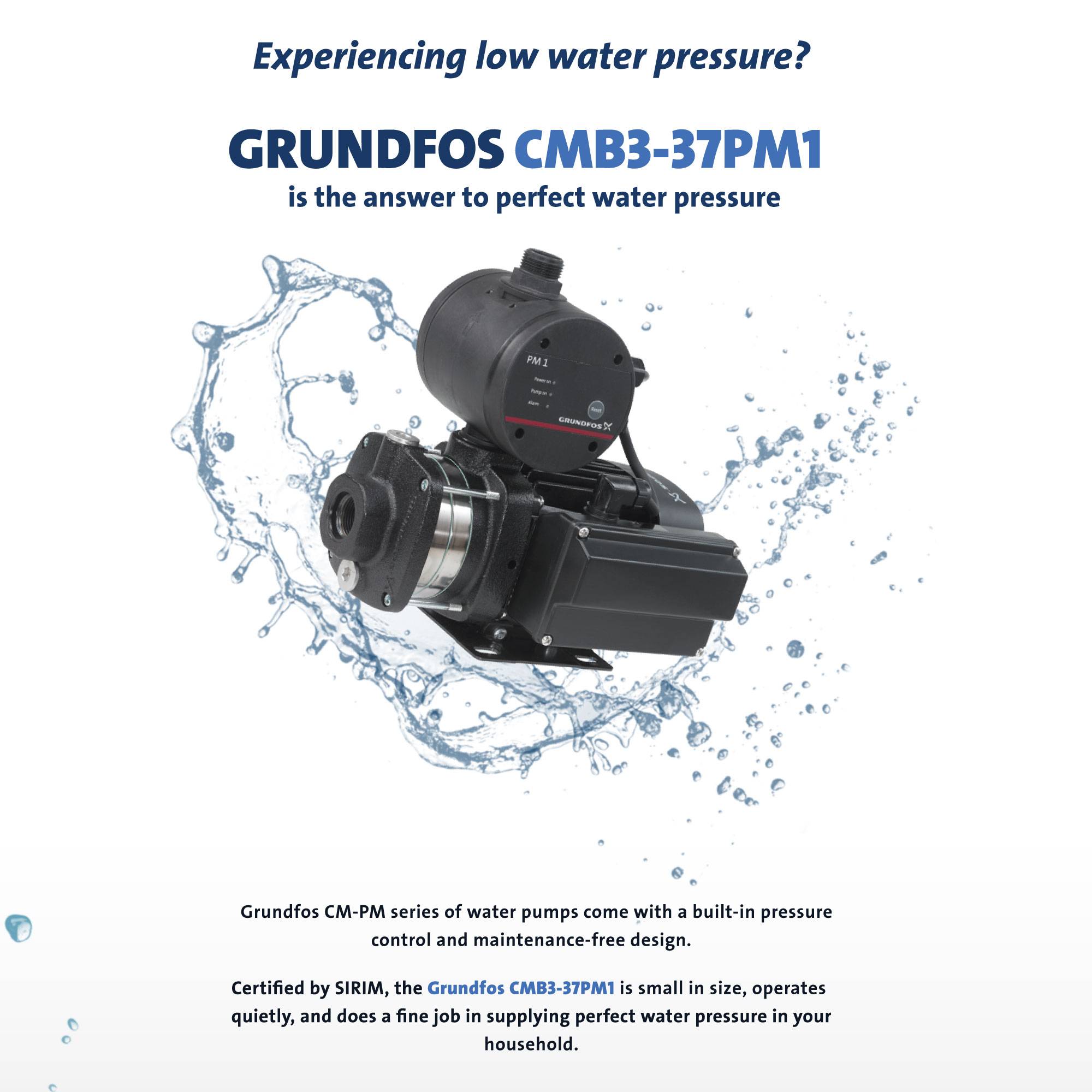 Grundfos CMB337 PM1 Home Water Pressure Booster Pump