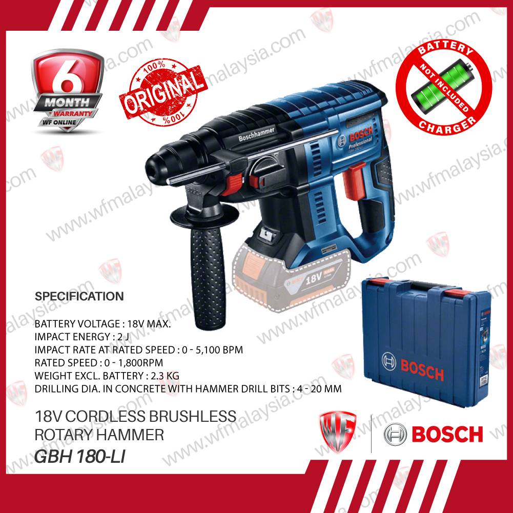 Bosch GBH 180-Li 18V Brushless Cordless Rotary Hammer (Solo No