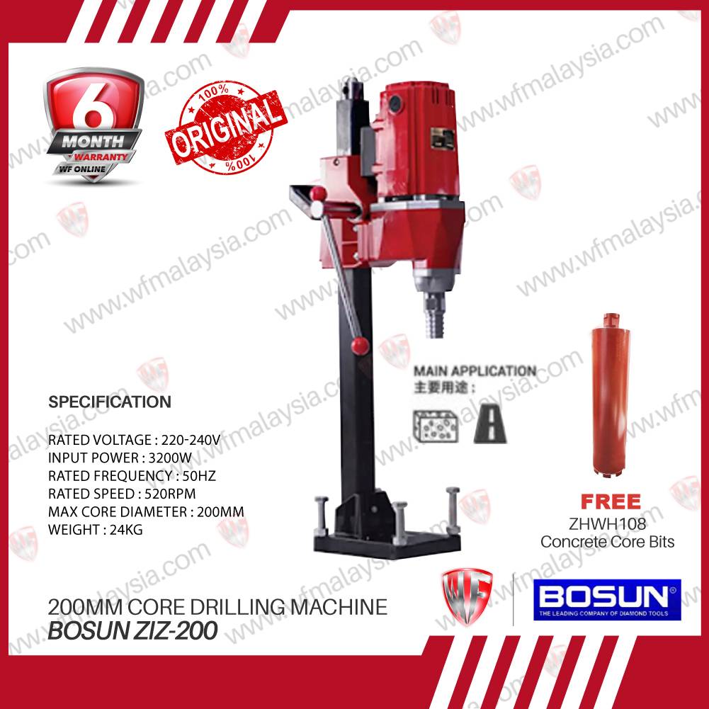 Bosun ZIZ200 3200W 200mm Core Coring Machine Stand Drill Coring