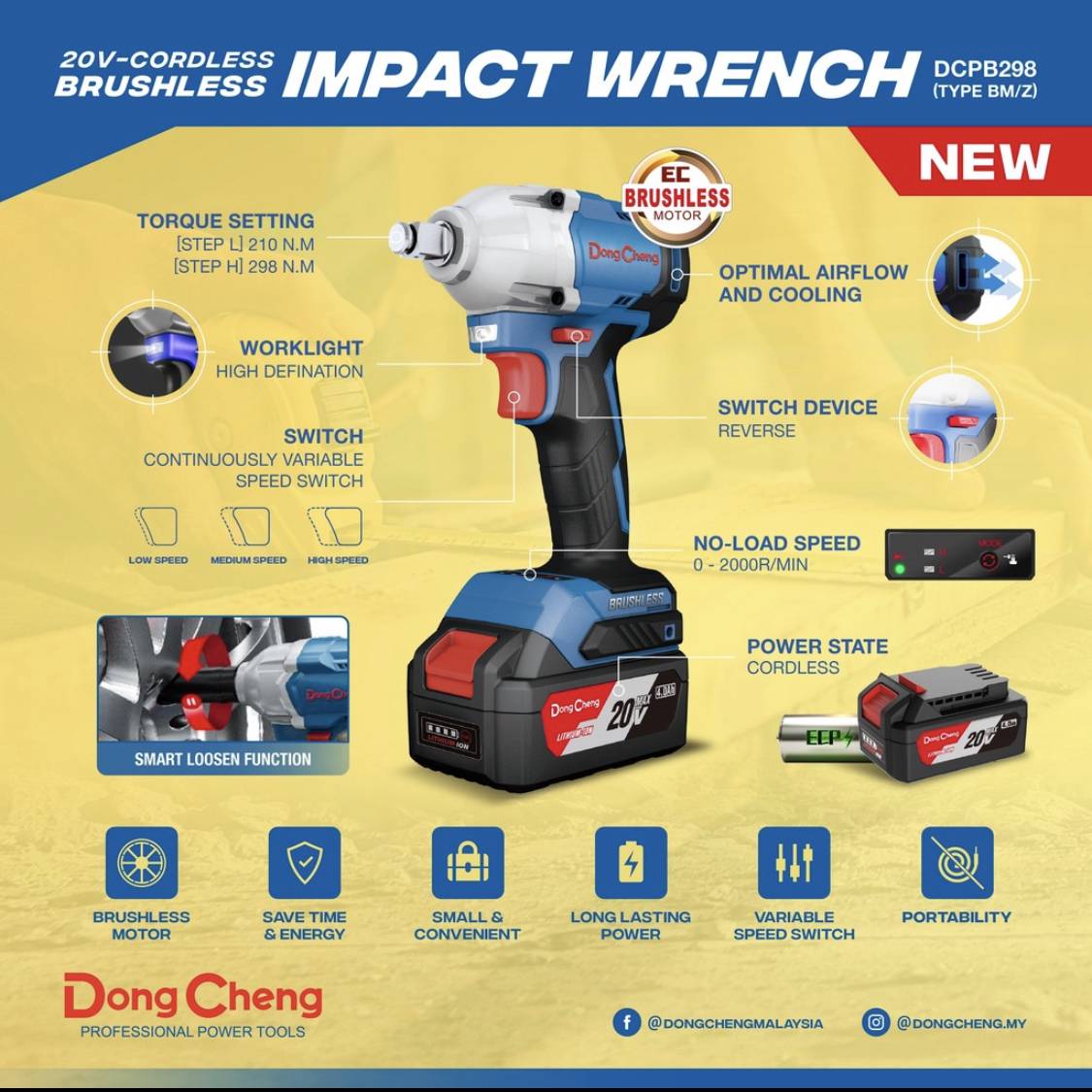 DongCheng 20V Cordless Iron Combo Set / 20V Impact Wrench / 20V Impact