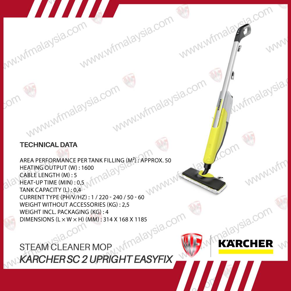 KARCHER SC 2 Upright Easyfix Steam Cleaner Mop SC2 (12 Months Warranty)