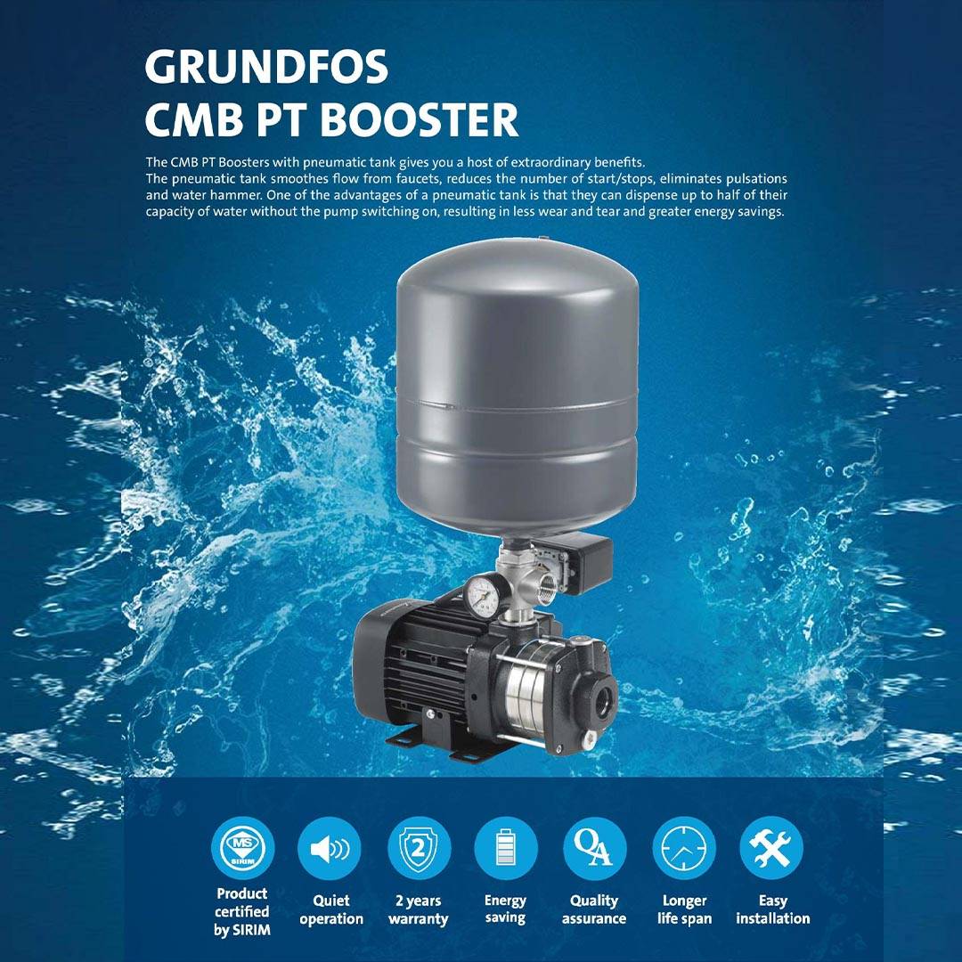 Grundfos CMB537 PT Home Water Pressure Booster Pump