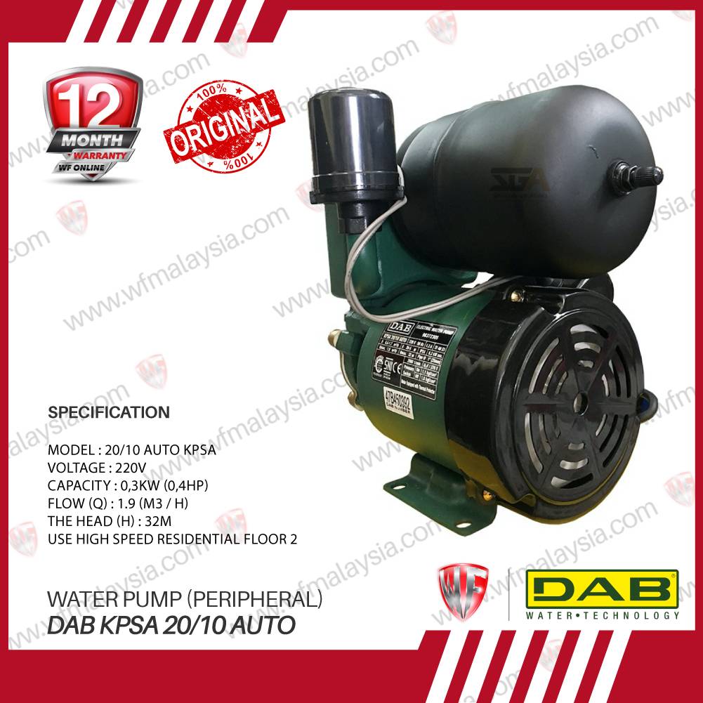 DAB KPSA 20/10 AUTO WATER PUMP (PERIPHERAL) AUTO WATER PUMP (One Year
