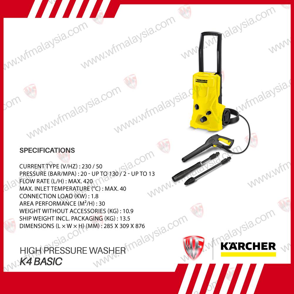 KARCHER K4 BASIC HIGH PRESSURE WASHER (1 YEARS WARRANTY)