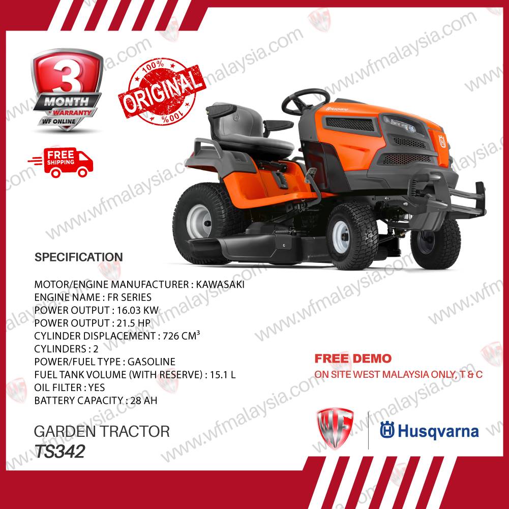 (PRE-ORDER) Husqvarna TS 342 Garden Tractor U High Spec Riding Lawn  Mower (West Malaysia Free Shipping)