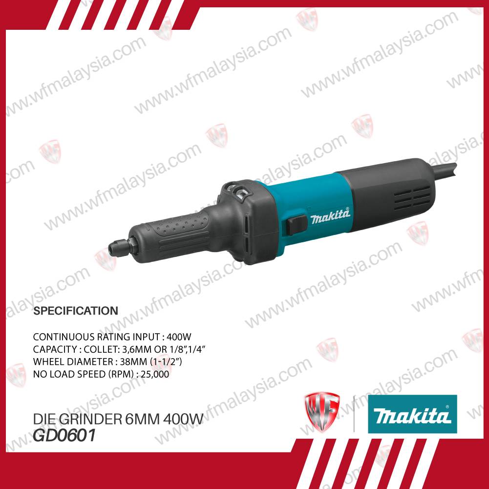 Makita GD0601 Die Grinder 6mm (1/4") 400W (1 years warranty)