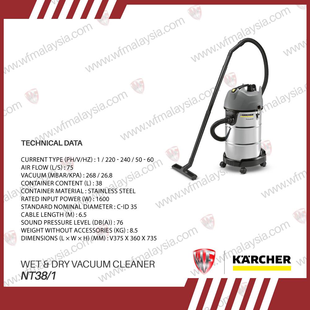 KARCHER NT38/1 ME WET & DRY VACUUM CLEANER FREE SHIPPING (1years warranty)