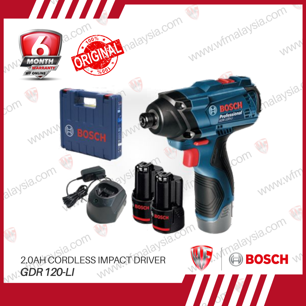 Bosch GDR 120Li 2.0Ah Cordless Impact Driver c/w 12V2.0Ah Battery x2 GAL12V20 Charger x1