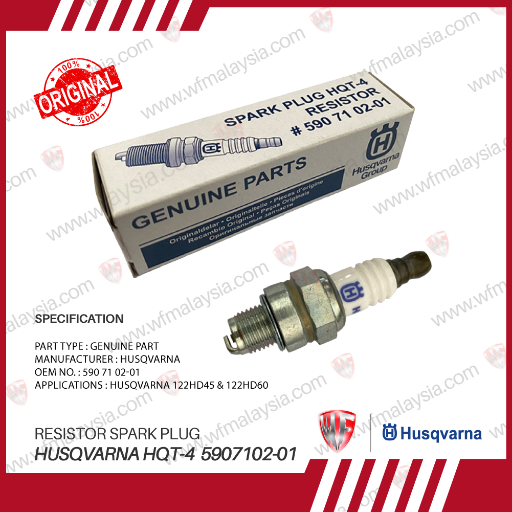 Husqvarna Genuine HQT4 Resistor Spark Plug for 122HD45 & 122HD60 Use
