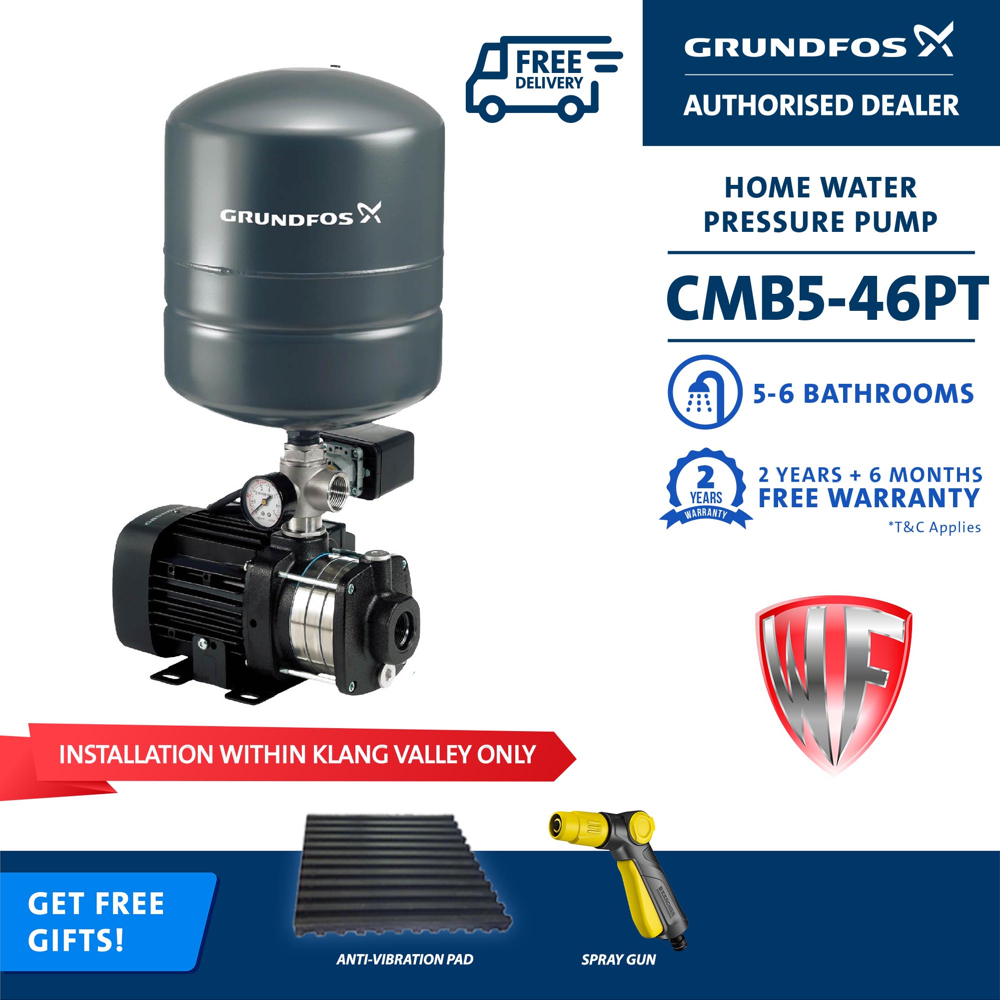 [With Installation] Grundfos CMB546 PT Home Water Pressure Booster Pump