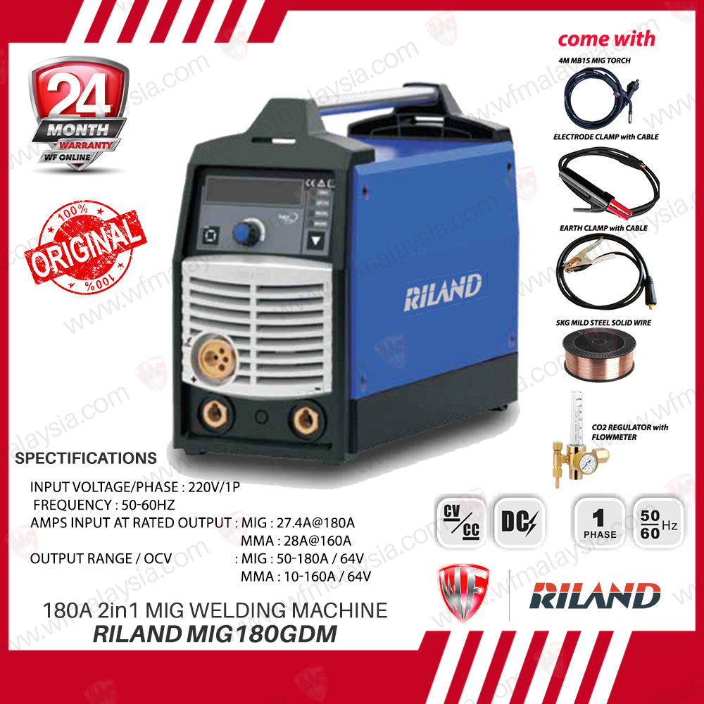 Riland MIG180GDM 180A Synergic IGBT Inverter 5KG 2 in 1 MIG / MMA