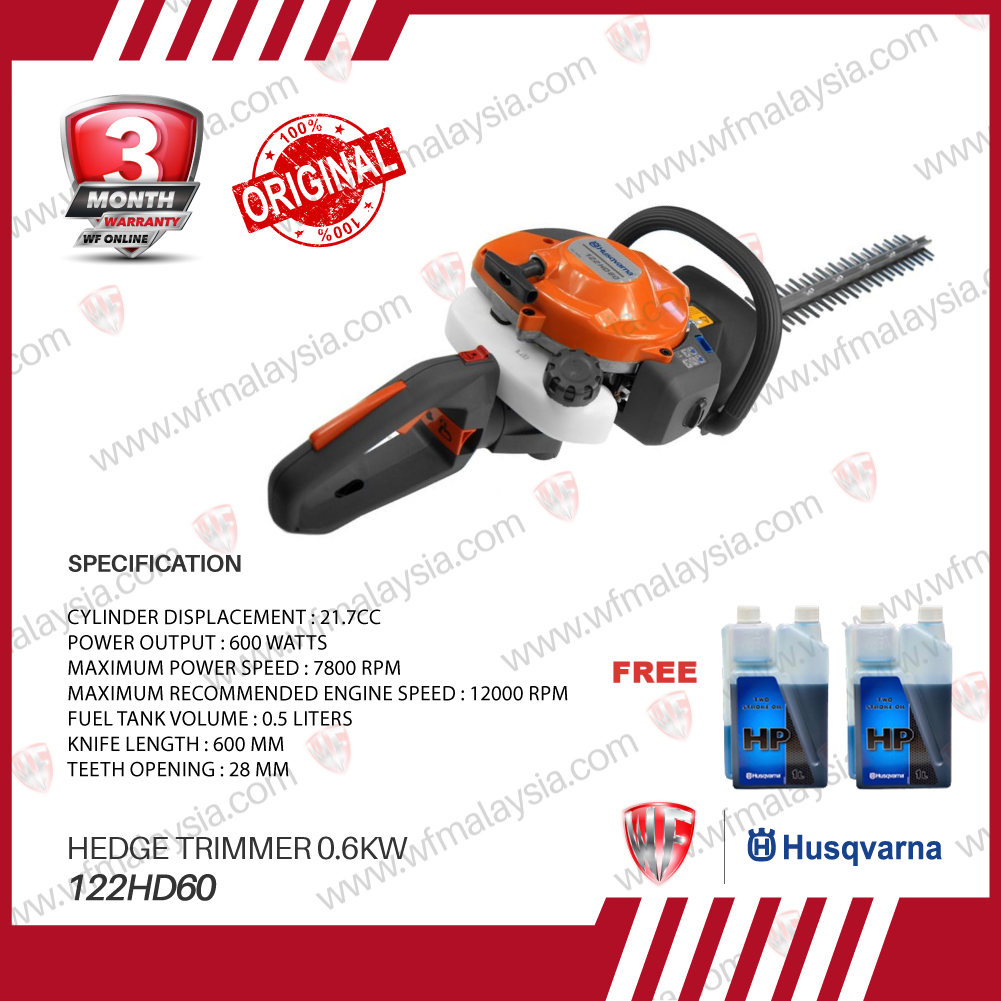 Husqvarna 122HD60 21.7cc 0.8Hp 600mm Gasoline Doublesided Hedge